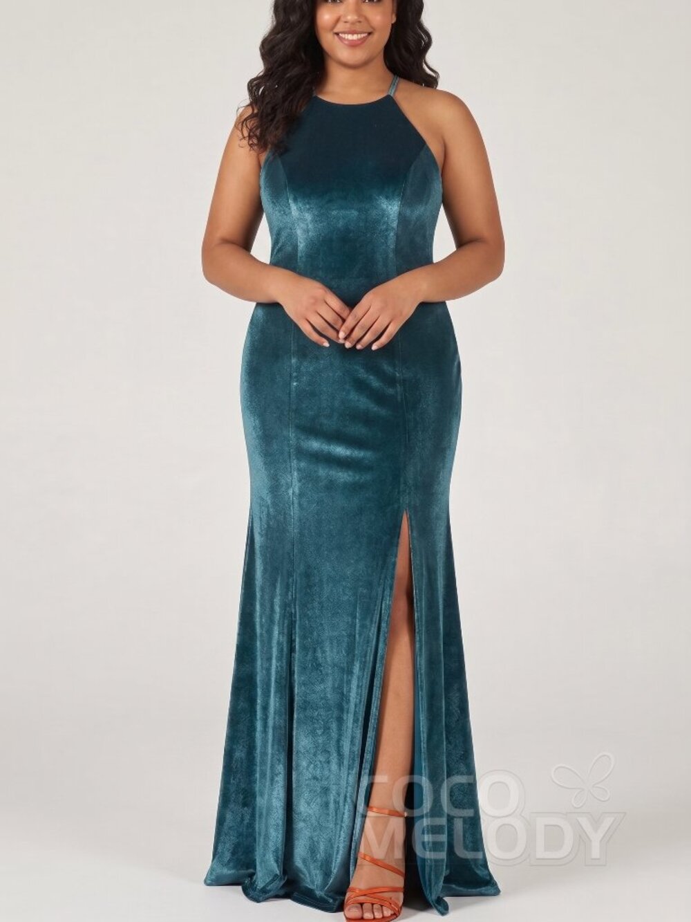 Cocomelody Forest Green Velvet Mermaid Bridesmaid Dress Style #CB0372 Size 16